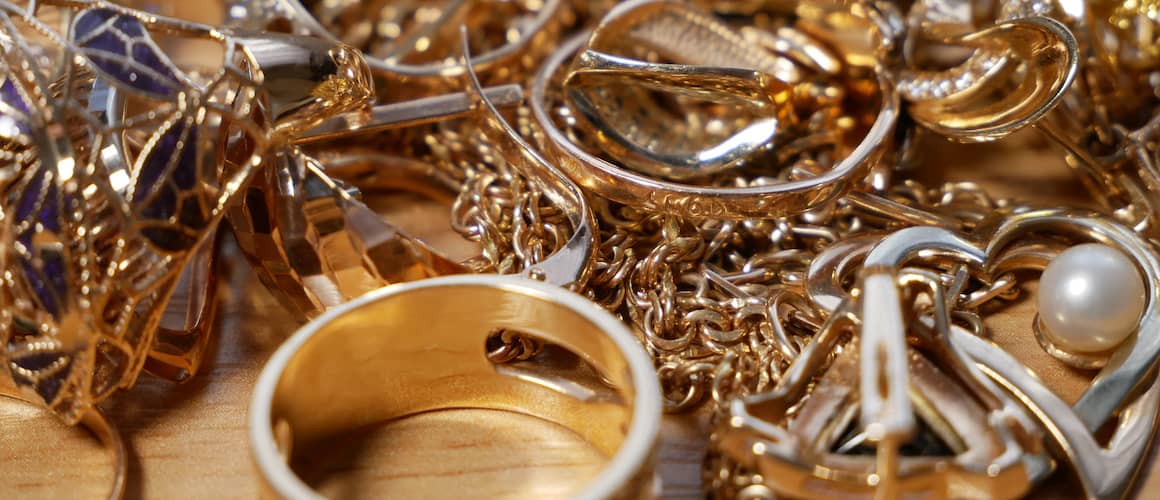 Gold and silver jewelry collection assessed for purchase